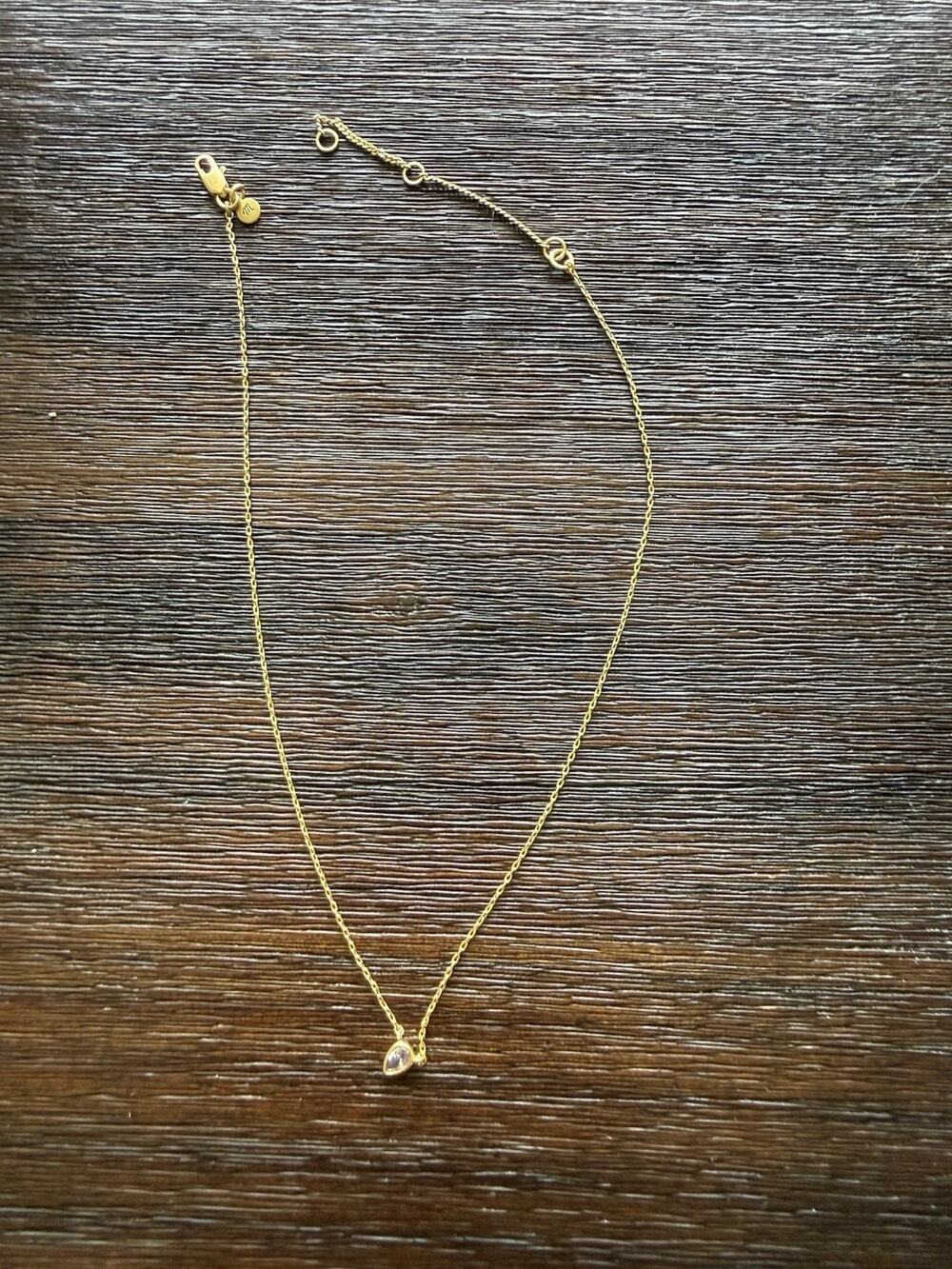 Madewell Gold Tone Purple Stone Pendant Necklace Delicate Chain Minimalist